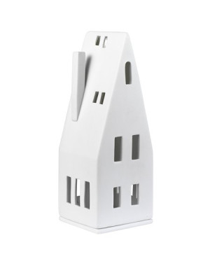 Rader : Maison au toit photophore en porcelaine blanche