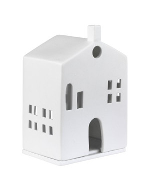  Räder :  Petite maison porte ronde photophore porcelaine blanche