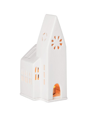 räder Petite église photophore en porcelaine blanche