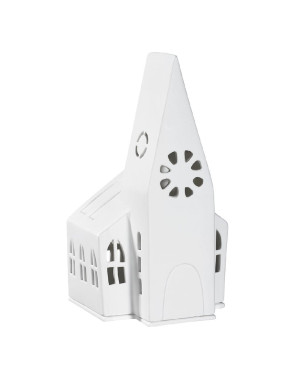  Räder :  Grande église photophore en porcelaine blanche