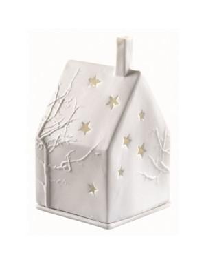  Räder :  Maison décor arbre étoiles photophore porcelaine blanche