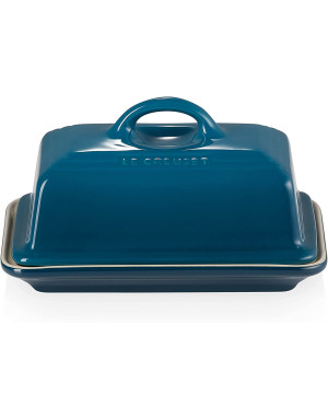 Beurrier avec couvercle en céramique de couleur bleu Deep Teal