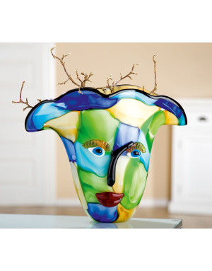 Gilde : Viso, Vase visage en verre 28 cm