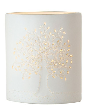 Gilde : Arbre de vie, Lampe Ellipse en porcelaine 20 cm 