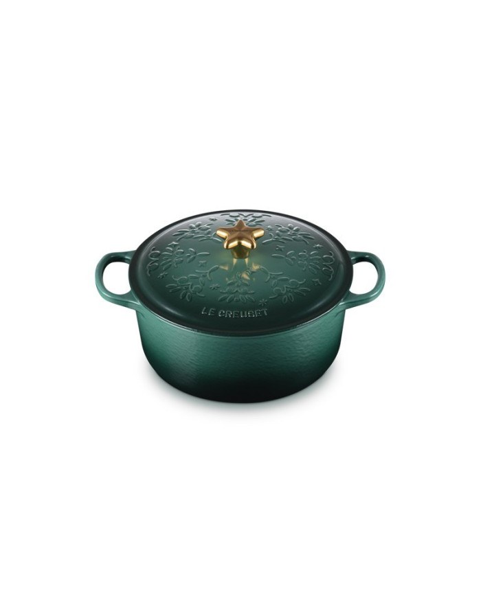 Sapin de Noël, cocotte ronde 24 cm Bouton étoile doré