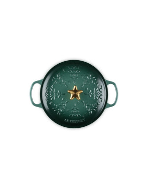 Sapin de Noël, cocotte ronde 24 cm Bouton étoile doré