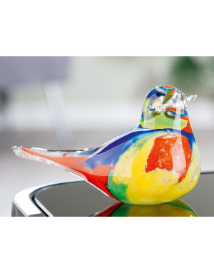 Gilde : Colore, figurine oiseau en verre, 7 cm