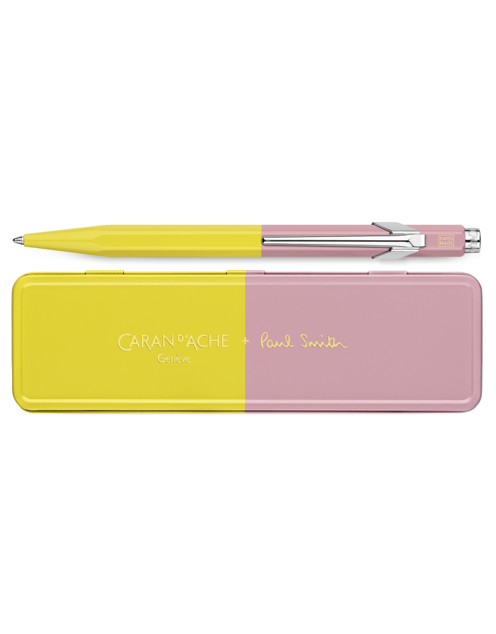 Caran d'Ache : Paul Smith, Stylo bille Jaune/Rose, avec boîte en métal