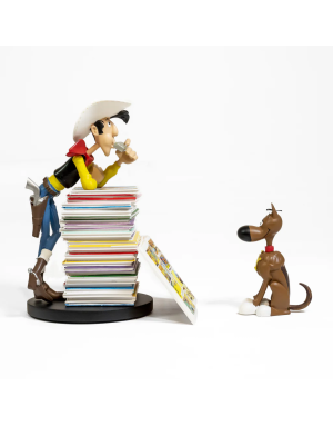 Figurine Lucky Luke et Rantanplan, Pile d'albums