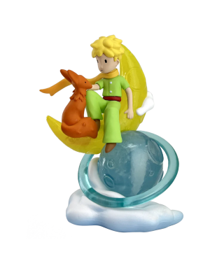 Figurine Petit Prince et le Renard sur la lune en PVC