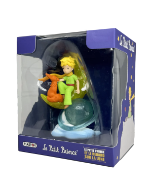 Figurine Petit Prince et le Renard sur la lune en PVC