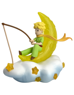 Figurine Le Petit Prince sur la lune, pêche dans les nuages