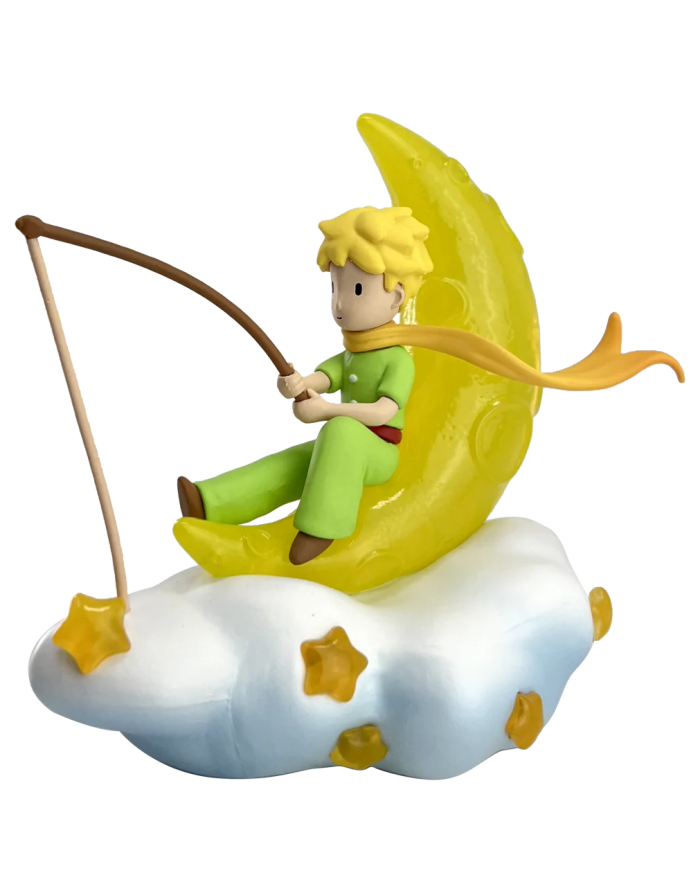 Figurine Le Petit Prince sur la lune, pêche dans les nuages