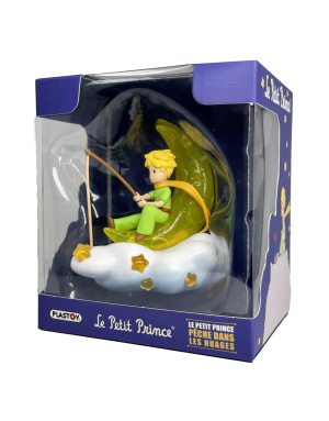 Figurine Le Petit Prince sur la lune, pêche dans les nuages