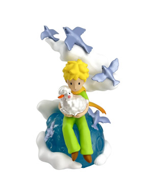 Figurine Le Petit Prince et le mouton sur la planète signée Plastoy