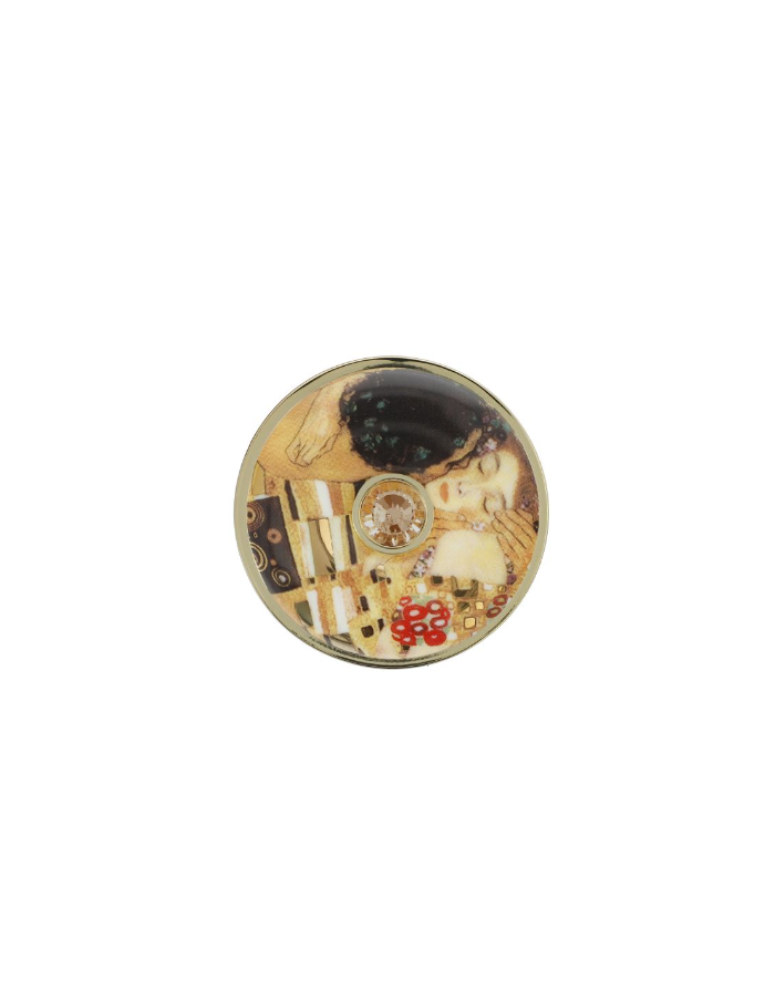 Broche bijou Femme Klimt : Le Baiser. Broche en Porcelaine signée Goebel