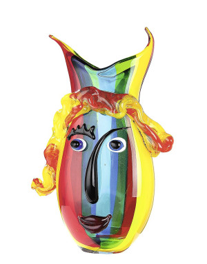 Vase Visage Murano style en verre, Rainbow. Vase visage Gilde