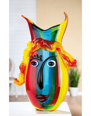 Vase Visage Murano style en verre, Rainbow. Vase visage Gilde