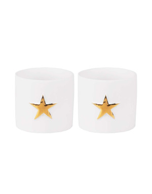 Set de 2 bougeoirs en porcelaine Starlight doré