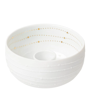 Bougeoir en porcelaine blanche, demi sphère motif pointillé