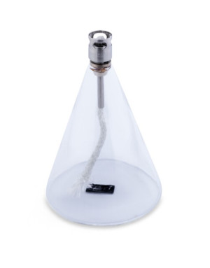 Lampe à huile en verre péri Design, modèle cône transparent. Taille Small