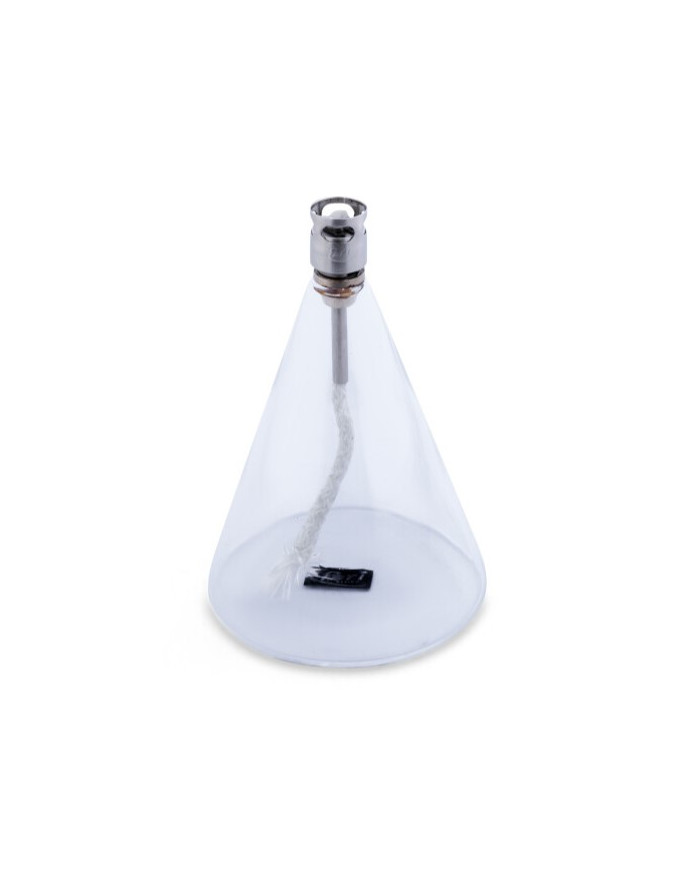 Lampe à huile en verre péri Design, modèle cône transparent. Taille Small