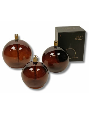 Lampe à huile en verre péri Design, Sphère coloris Cognac. Taille S