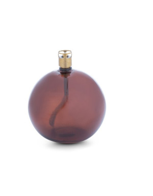 Lampe à huile en verre péri Design, Sphère coloris Cognac. Taille S