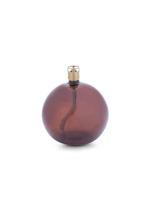 Lampe à huile en verre péri Design, Sphère coloris Cognac. Taille S