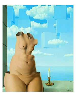 Sculpture Magritte : La folie des Grandeurs. Oeuvre en résine de 18 cm