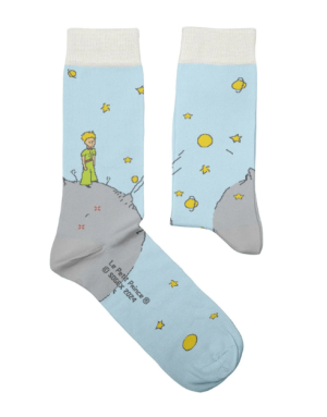 Chaussettes Petit prince sur son astéroïde. Modèle par Sock Affairs