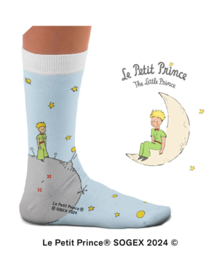 Chaussettes Petit prince sur son astéroïde. Modèle par Sock Affairs