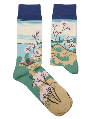 Chaussettes Art : Mont Fuji par Hokusai. Modèle par Sock Affairs