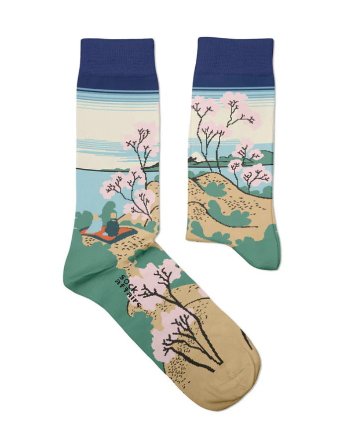 Chaussettes Art : Mont Fuji par Hokusai. Modèle par Sock Affairs