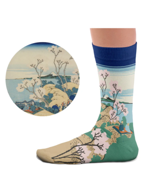 Chaussettes Art : Mont Fuji par Hokusai. Modèle par Sock Affairs