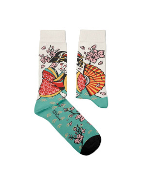 Chaussettes tatouage Geisha par Sock Affairs. Chaussettes hautes en coton majoritaire